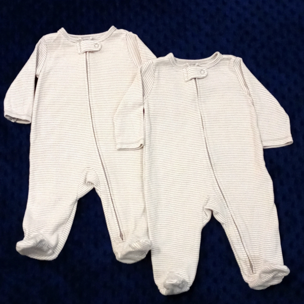 Twins Set Simple Joys by Carter's Striped Pajamas Unisex Size 0-3 Months Gray